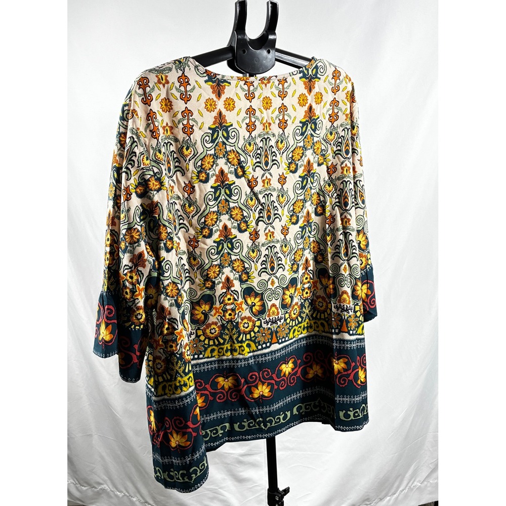 Bloomchic Boho Paisley Floral Lace Up Tunic Top Plus Size 28 NWT Multicolor Folk - Picture 11 of 16